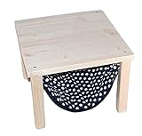 Hängematte für Meerschweinchen mit Holzgestell – Blau mit weißen Punkten – Handgefertigt – Sofort einsatzbereit – Made in Germany