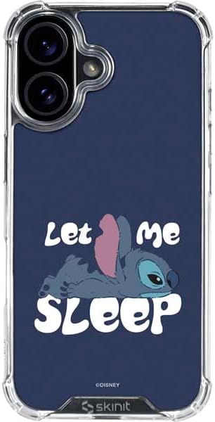 Skinit Clear Phone Case Compatible with iPhone 16 - Officially Licensed Disney Lilo and Stitch Dont Wake Me I Bite Design