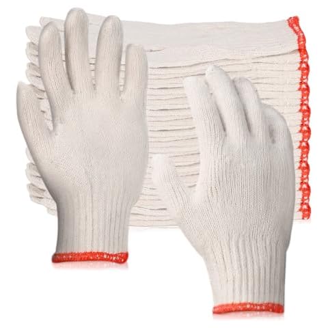 ZFYOUNG 12 pairs (747g) Hand Work Gloves,Safety Protection Work Gloves,White Cotton Liners Gloves,Safety Work Gloves Liners，Warehouse Mechanic Industrial Gardening Construction Men & Women Gloves Cover