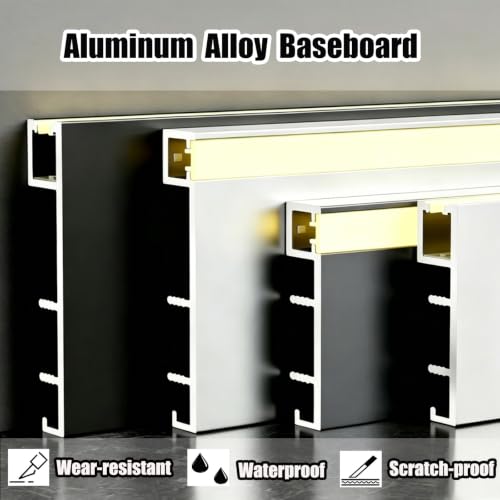 Zócalo de aluminio con luces LED rodapié comercial moldura para piso 5