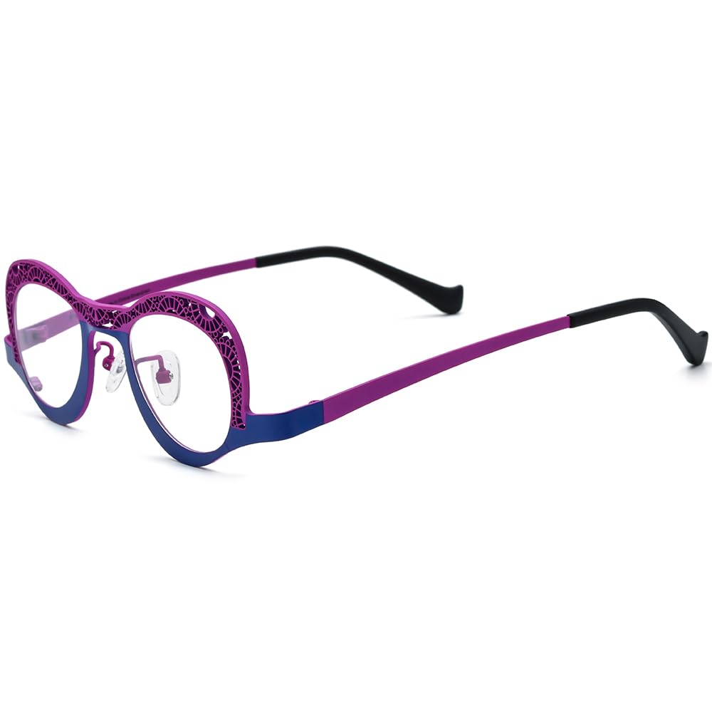 FONEX Colorful Pure Titanium Glasses Frame Women Retro Round Eyeglasses