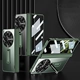 Fabriqué en TPU et PC Hülle Coque pour OnePlus Open Boîtier Transparent + Glass Film + Hinge + Bracket,Clear Cover Bumper Case étui pour OnePlus Open/Oppo Find N3(1)