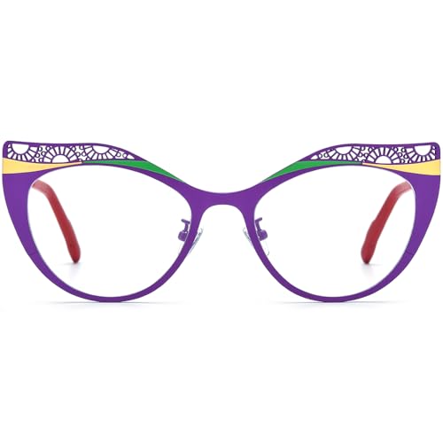 Image of FONEX Colorful Pure Titanium Glasses Frame Women Retro Round Eyeglasses