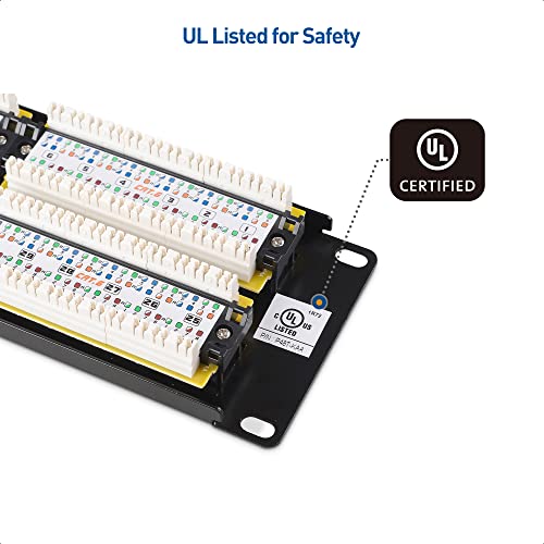 Cable Matters Ul Listed Rackmount Or Wall Mount 2U 48 Port Network Patch Panel (19-Inch Cat6 Patch Panel / Rj45 Patch Panel) For Gigabit Network Switch, 110 Or Krone Impact Tools Compatible #TOP4