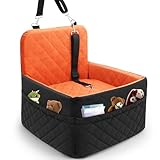 Dog Car Seat for Small/Medium Dogs,Pet Dog Booster Car Seat Puppy 15-35 lbs with Soft 4+2in Detachable Pads Detachable Elevated Cushion and Washable Cover Safety Belts Storage Pockets Easy to Install