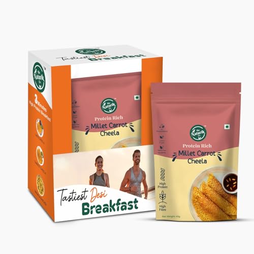 Image of The Naturik Co Millet Carrot Cheela Mix 40g (Pack of 12) - Ready to Cook Millet Chilla /Dosa Mix| Healthy & Instant Breakfast | Anytime Snack for Kids and Family | As Seen On Shark Tank