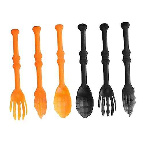 NOLITOY Halloween Decorative Cutlery Set 6pcs Plastic Forks Spoons Perfect Party Silverware for Festivals