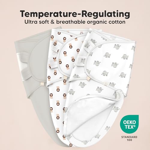 Image of Baby Swaddle Sleep Sacks with Zipper - 3-Pack Swaddles for Newborns 0-3 Months, Infant, Baby Girls, Boys, Soft & Durable Newborn Sleep Sack, Easy Diaper Change Swaddling Blanket (The Wild 2, OS)