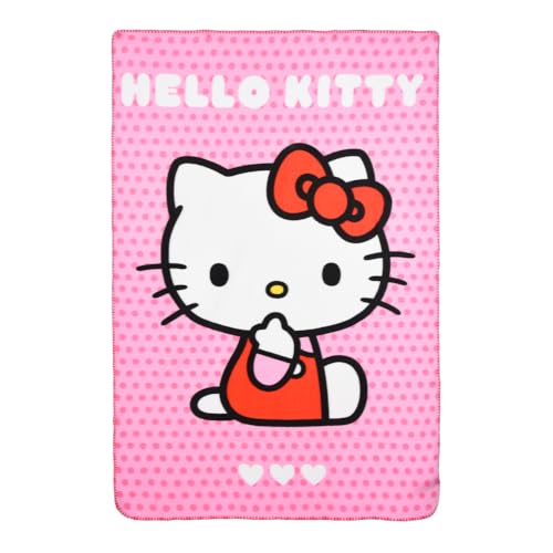 CARTOON Plaid Hello Kitty pour enfants 100 x 150 cm couverture souple en polaire 100 % polyester 220 GSM chaud et léger idéal pour une chambre ou un canapé