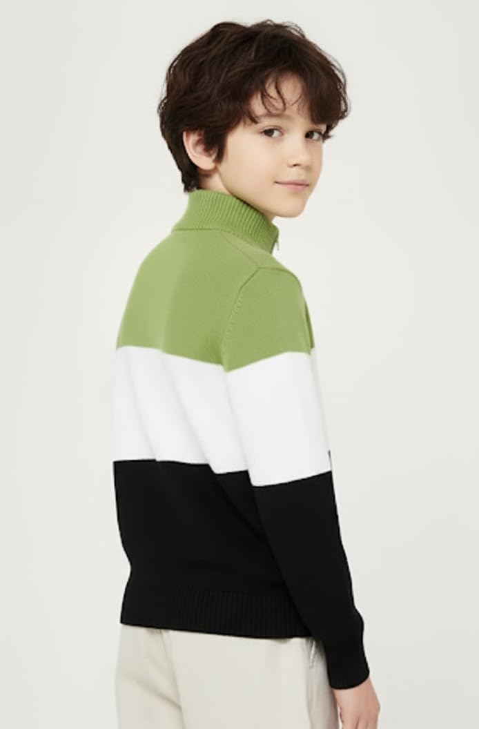 Clothify Sweater for Boys (Green-Black, 5-6 Years) 2