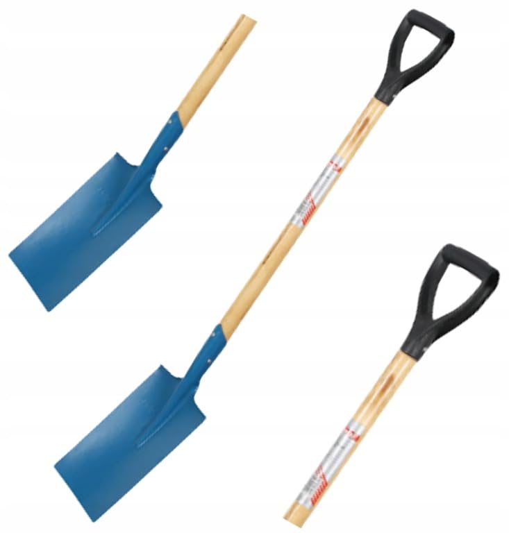 Pelle de jardin avec manche en bois, 115 cm, tête en acier bleu, très résistante