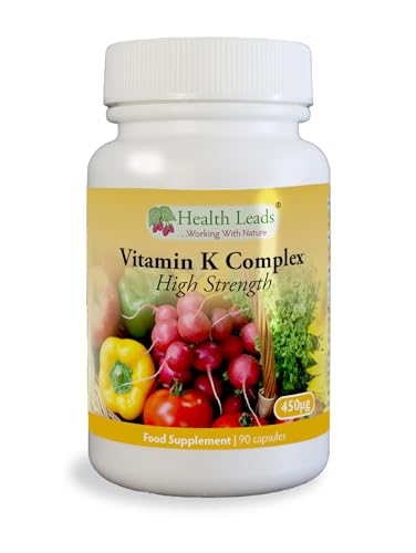 Vitamin K Complex High Strength Food Supplement 450µg x 90 Capsules, Magnesium Stearate Free, Vitamin K contributes to The Maintenance of Normal Bones & Normal Blood clotting, Made in Wales