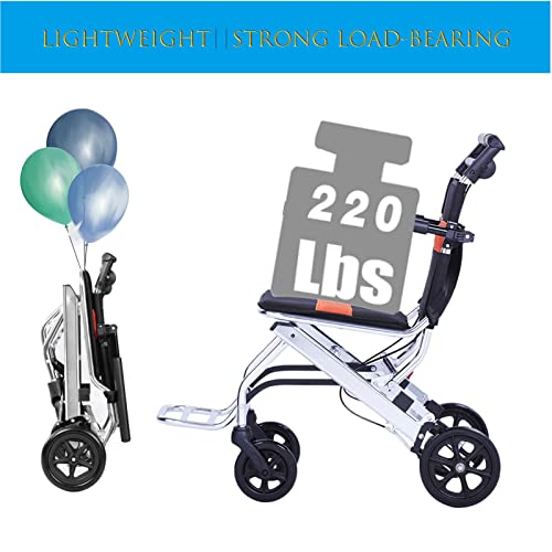Folding Transport Wheelchair, Ultralight Portable Travel Wheelchairs With Handbrake, Aluminum Alloy Lightweight Wheelchair Trolleys For Elderly And Children ( Size : Standard ) #TOP5
