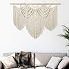 UXORSN Arazzo da Parete Bohémien Macramè Beige 110x82cm Fatto a Mano Cotone Legno Arazzi Con Nappa Decorazione Muro Bohémien per Camera da Letto Soggiorno Finestra dormitorio da Appendere Ornamento #1