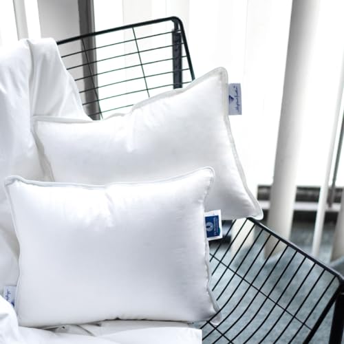 Highland Feather 600 Loft White Down Compressible Travel Pillow with 500TC 100% Breathable Cotton Shell for Back, Stomach or Side Sleepers, Travel and Camping, Lightweight and Ultra Soft