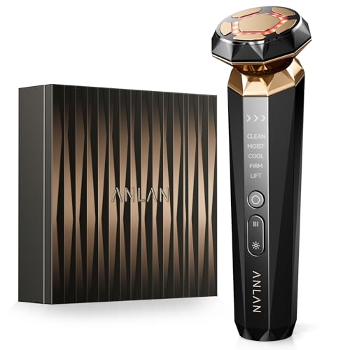 ANLAN Appareil Visage Anti-Âge RF,5 Modes Nettoyage, Hydratation, Froid, Raffermissant, Lifting | Tête en Or 18K, Pour Peaux Sensibles, Visage, Cou, Jambes,...