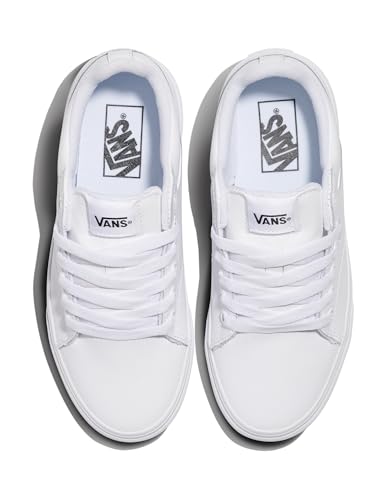 Vans Women's Seldan Shoe | Retro Tennis Inspired Sneakers for Fashion, Work & Everyday Wear, Tumble White/White, 7.5