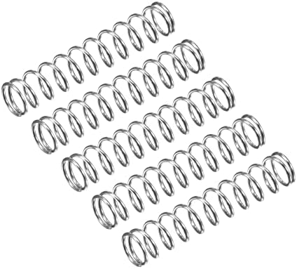 uxcell Compression Spring, 5Pcs 304 Stainless Steel, 5mm OD, 0.5mm Wire Size, 25mm Free Length, Silver Tone
