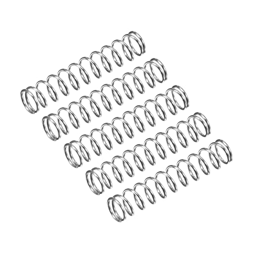 uxcell Compression Spring, 5Pcs 304 Stainless Steel, 5mm OD, 0.5mm Wire Size, 25mm Free Length, Silver Tone