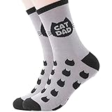 BISOUSOX Cat Dad Socks for Men, Mens Cat Gifts Funny Novelty Fun Crazy Black Socks, Birthday Daddy Christmas Gift Sock
