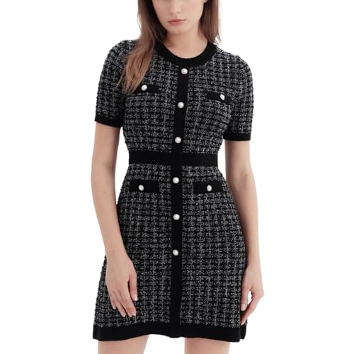 Riu Plaid tweed knit dress Rちゃん riu rちゃん Riu Plaid tweed knit dress