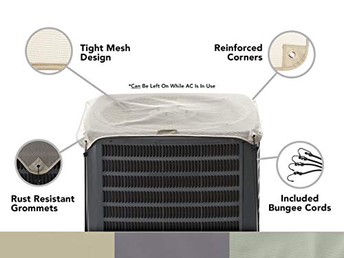 Covermates Armor Top Air Conditioner Cover - Light Weight Material, Weather Resistant, Breathable Mesh, Ac & Equipment-Khaki #TOP2