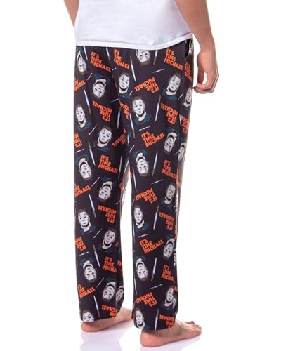 Halloween Men's It's Time Michael Myers knife Mask Horror Sleep Lounge Pajama Pants4