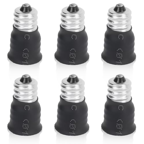 Adaptador De Bombilla E14 A E12 De 6 Piezas, Convertidor De Bombilla Adaptador E12 A E14 Portalámparas De Bombilla E12 Macho A E14 Hembra Convertidor De Bombilla Para Garajes, Dormitorio(Negro)