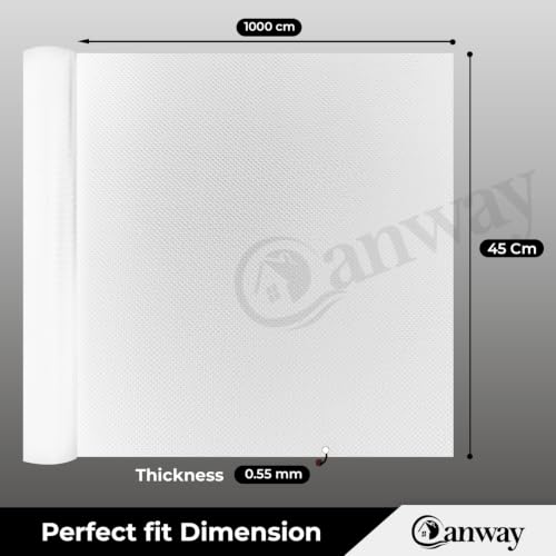 Image of CANWAY (45cm x 10M) Food Grade Non-Slip Drawer & Shelf Mat | Waterproof, Washable Shelf Liner for Kitchen Cabinets, Cupboards, Fridge & Bathroom Shelves | White