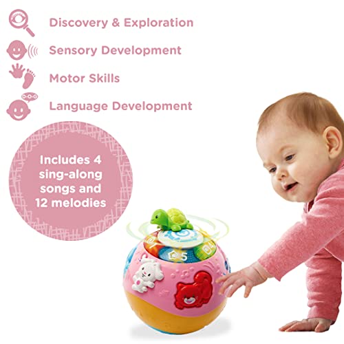 VTech Crawl & Learn Baby Activity Ball, Musical Toy With Lights for Babies & Toddlers 6 Months+, English Version, Pink