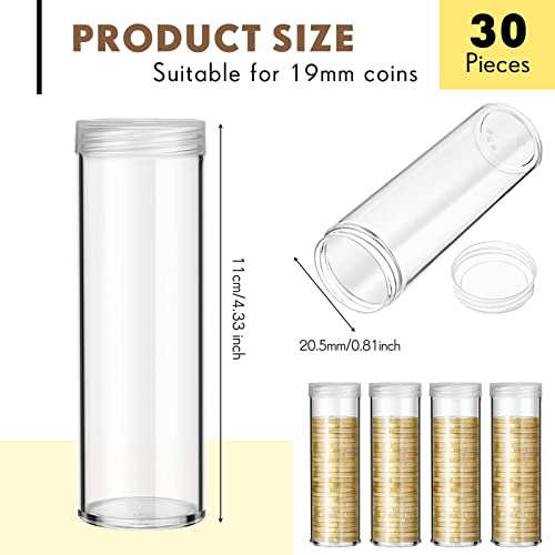 Juego de 30 tubos transparentes para monedas con tapa giratoria miniatura 2