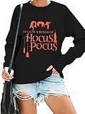 KIDDAD It's Just A Bunch of Hocus Pocus T-Shirt Women Halloween Sanderson Sisters Long Sleeve Crewne