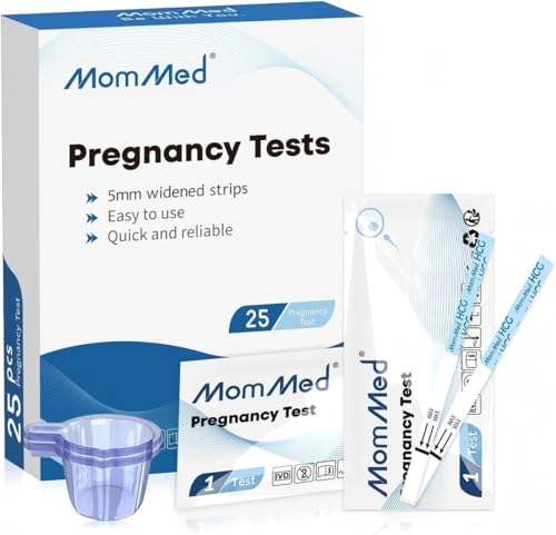 MOMMED Pregnancy Tests(25 MIU/ml) 25 X Pregnancy Test Strips with 25 X Urine Cups HCG Test Strips Over 99% Accuracy Individually Packed Result as Fast as 5 Minutes