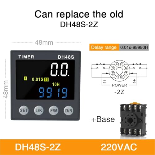 Relais temporisé programmable DH48S-2Z 220VAC avec sa base de prise incluse - 2