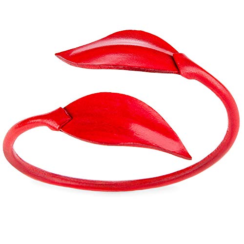 Red Leather Bracelet for Women - Leather Wrap Bracelets Jewelry - Handmade Adjustable, Bendable Cuff Bangles - Wrist Comfort