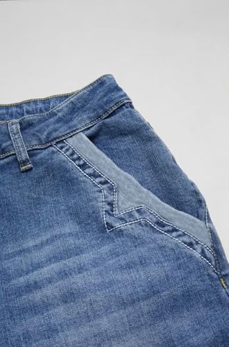 Wide Leg Jeans for Women Mid Waist Baggy Stitch Decor Denim Washed Pants Without Belt4