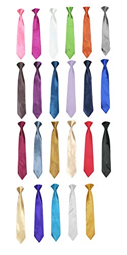 Classic Gift Wedding Tuxedo Suits Color Satin Clip-on Necktie from Boy Baby Toddler Teen (L (8-14), White)