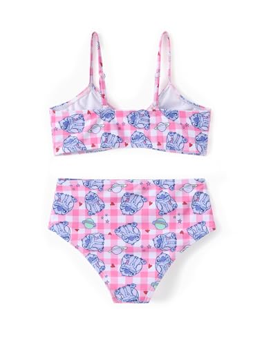 Image of Disney Stitch Minnie Mouse Bikini Swimsuit, 2 Piece Toddler Girls Bathing Suit, Swimwear with Straps & Bow, UPF 50+ Rashguard