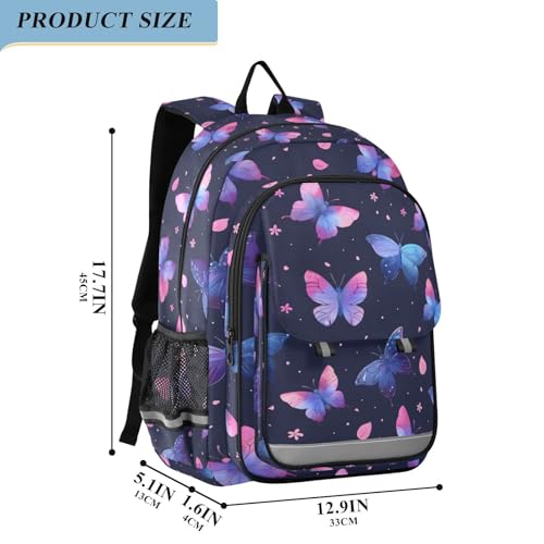 Sac à dos ordinateur enfants papillon rose violet contre le mal de dos