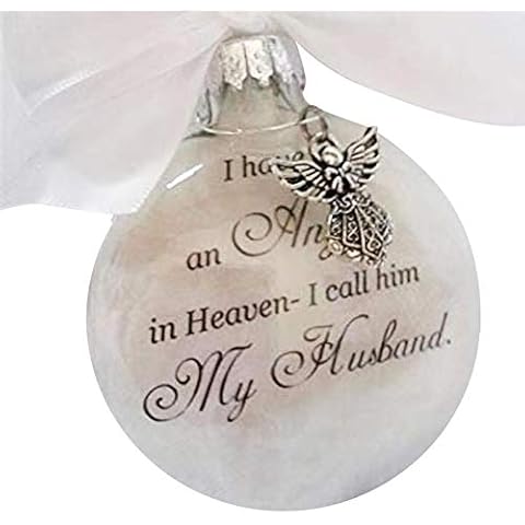FEBUD Ornament Feather Ball Keychain I Have an Angel in Heaven I Call Him/Her Dad/Mom/Dau/Son/Grandpa/ma/Wife/Hunsband Memorial Ornament for Loss of He/She Forever in Our Heart Cover