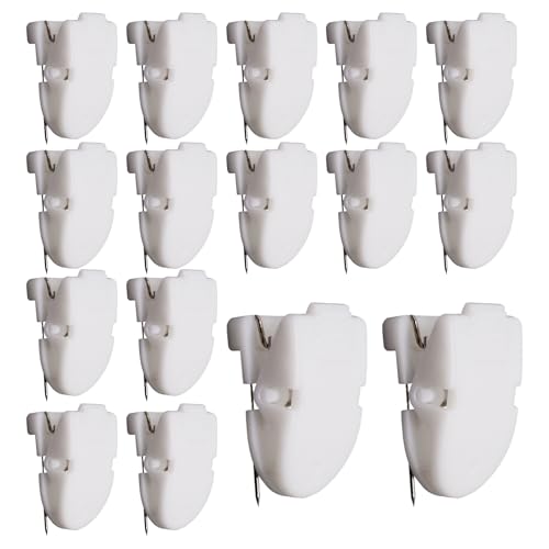 Image of 16pcs Cubicle Clips for Fabric Walls, Plastic Cubicle Hook, Push Pin Picture Hangers Panel Wall Clips for Hanging Photos Office Notes Memos Messages Frame (White)
