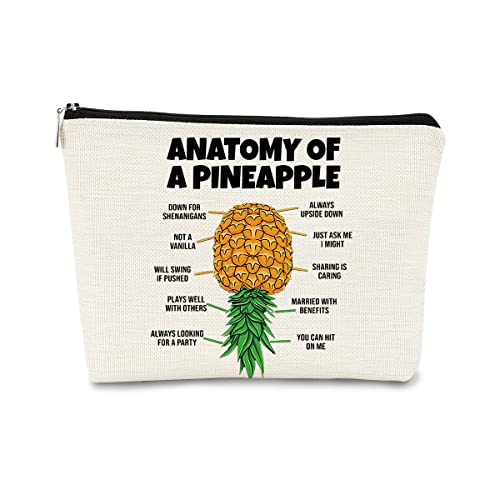 BARPERY Anatomy of A Pineapple Makeup Bag,Summer Pineapple Cosmetic Bag Best Gift Idea for Pineapple Lovers Teen Girls Women,Birthday Christmas Gifts for Pineapple Lovers Women Girls