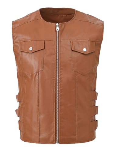 Image of Idopy Men`s Biker Motorcycle Faux Leather Vest Sleeveless Jacket