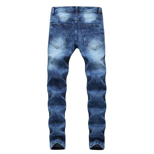 Maiyifu-GJ Men's Slim Fit Ripped Jeans Straight Leg Distressed Destroyed Denim Pants Fashion Stretch Hip Hop Biker Jeans2