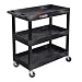 Original Tubstr 3 Shelf Utility Cart/Service Cart - Heavy Duty - Supports up to 400 lbs - Tub Carts w/Deep Shelves - Great for Warehouse, Garage, Cleaning and More (3 Shelf - 32 x 18 / Black)