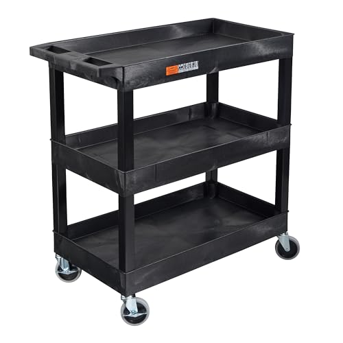 Tubstr 3-Tier Rolling Utility Cart with Wheels | Supports 300 lbs. Total | Heavy-Duty Capacity for...