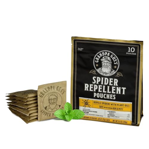 Grandpa Gus's Natural Spider Repellent Pouches, Peppermint and Lemongrass Oil Indoor Spider...