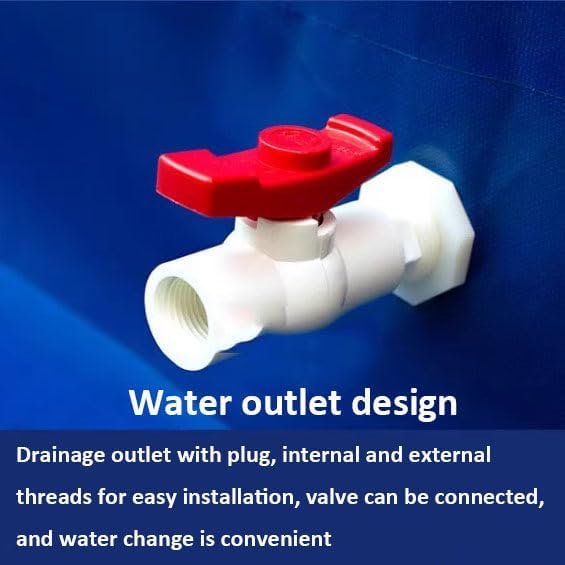 Aquaculture Water Tank Cistern Steel Frame Multifunction PVC Canvas,Folding PVC Fish Pond with Steel Frame, Drain Valve, Outdoor Breeding Tank for Koi & Goldfish, Portable Canvas Fish Pond,