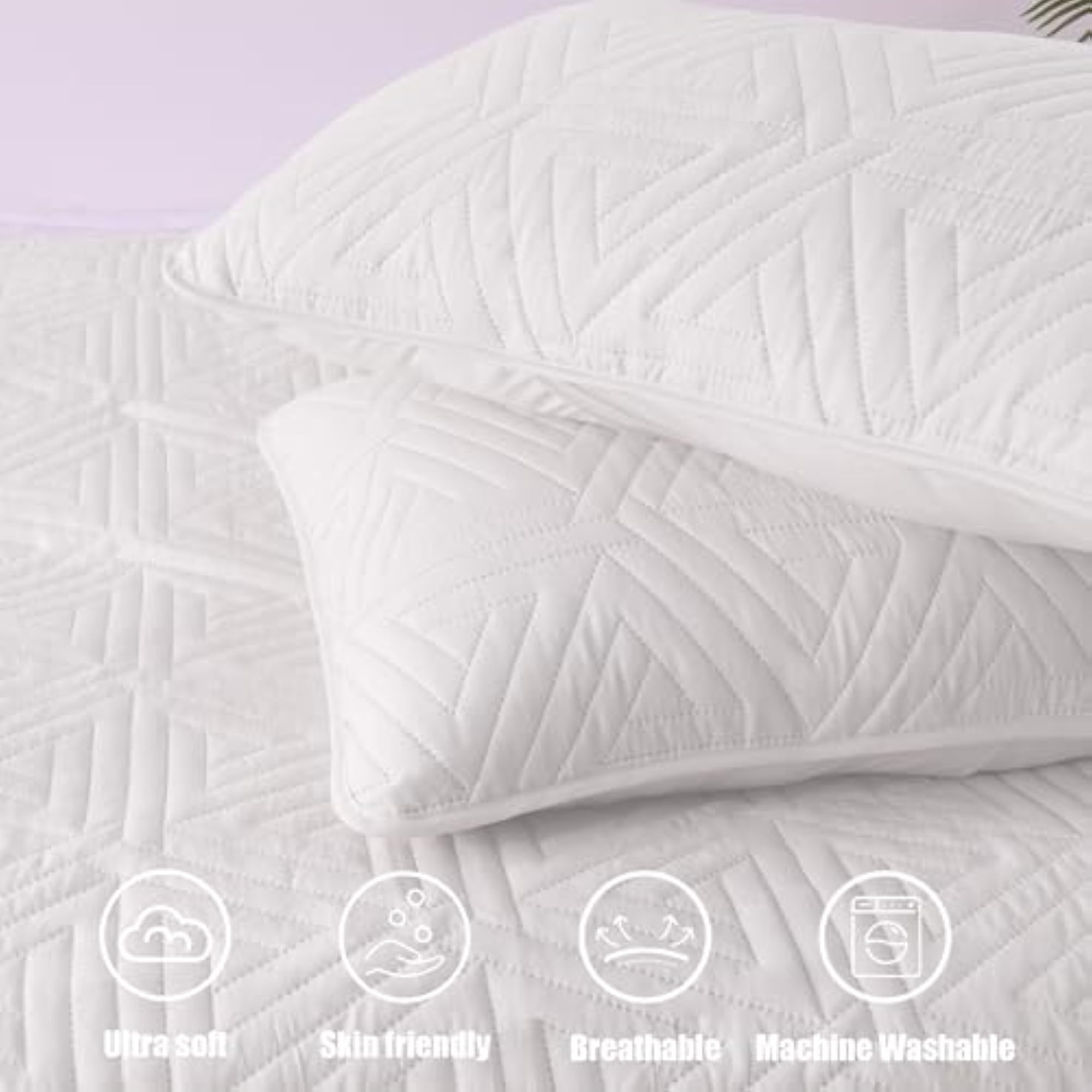 Soft Ultrasonic Geometric Queen Quilt Set, 3-Piece
