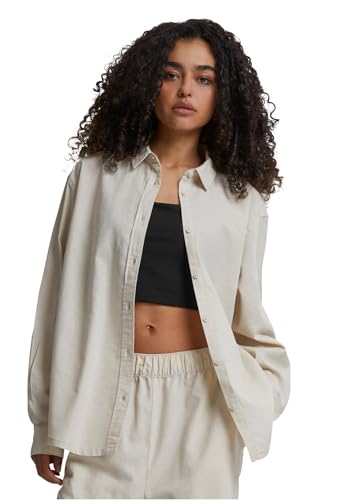 Ladies Linen Mixed Oversized Shirt Camicia Softseagrass 3XL donna